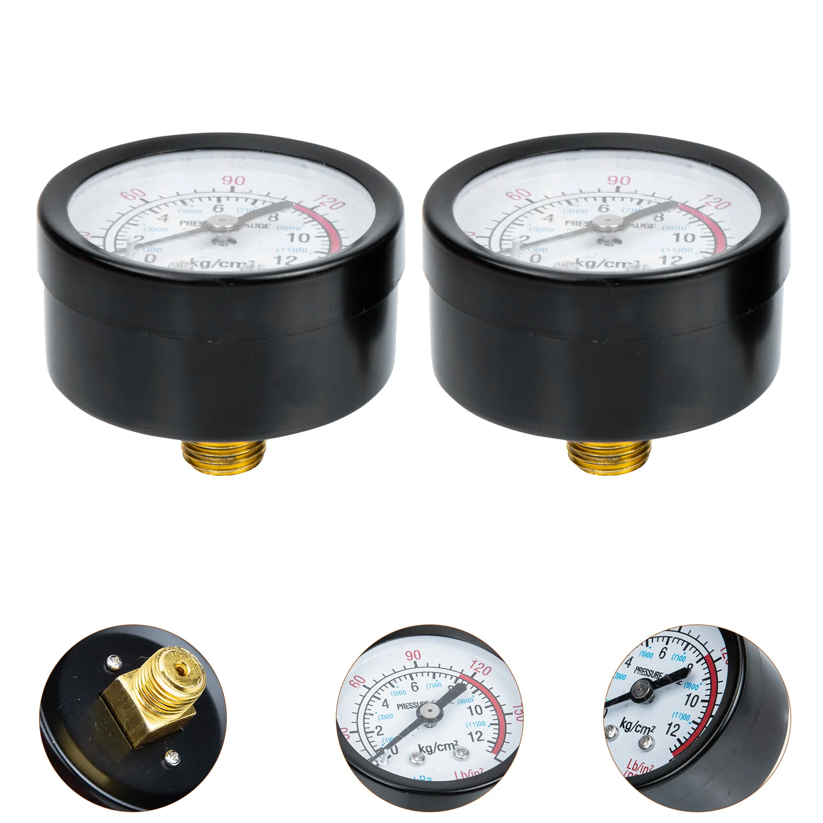 2Pcs 0 180psi Pressure Gauge Air Compressor Water Oil Liquid Measuring Device White Tank Plumbing Accessories Wide Range