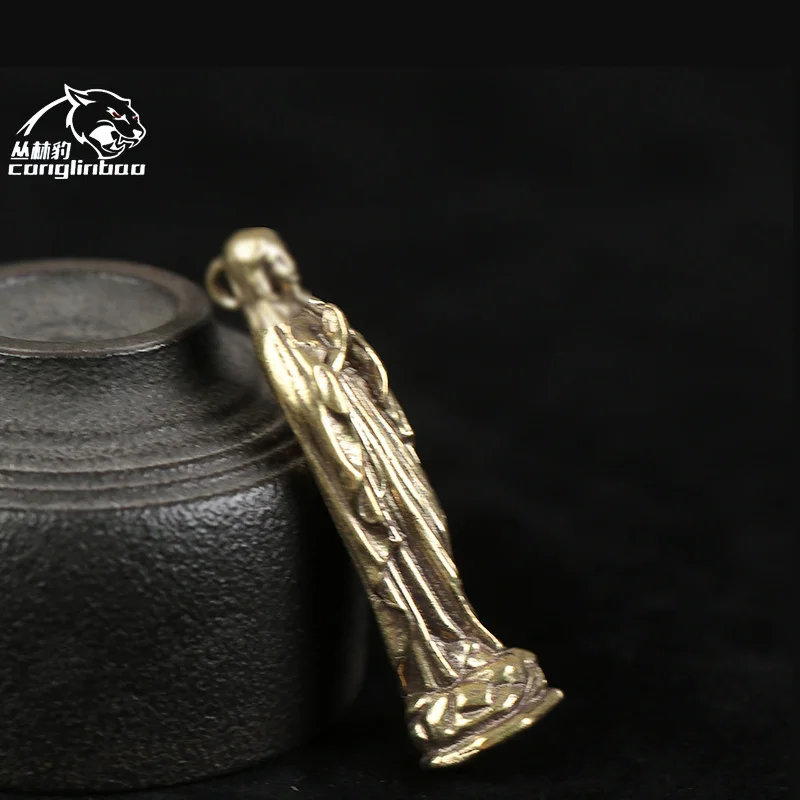 Pure Copper Vintage Blessed Virgin Mary Figurines Pendants Brass Holy Mother Religion Faith Buddha Keyrings Hangings
