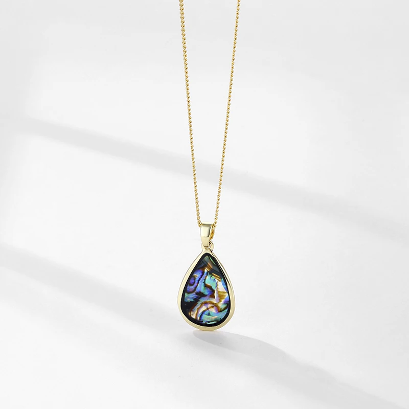 HUAMI Natural Color Abalone Shell Drop Shaped Necklace Ginkgo Leaf Trapezoid New Color Necklace Ladies Jewelry Personalized Gift