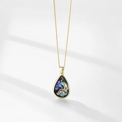 HUAMI Natural Color Abalone Shell Drop Shaped Necklace Ginkgo Leaf Trapezoid New Color Necklace Ladies Jewelry Personalized Gift