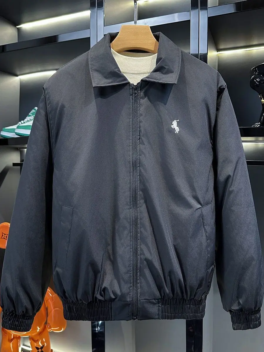 

Классическая мужская куртка Bla для осени, деловая повседневная, с воротником, длинными рукавами, универсальная, с вышивкой, утепленная, из полиэстера