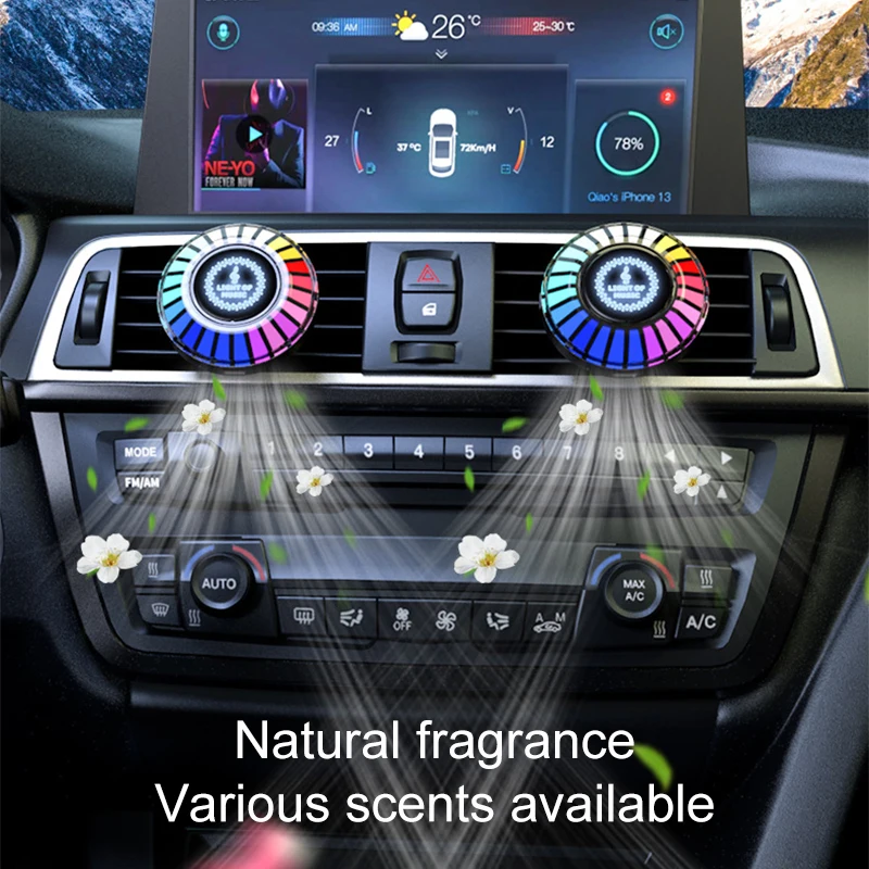 Car Music Rhythm Light RGB LED Music Car Vent Light APP Sound Activated led lights  Control Air Freshener Ambient Light