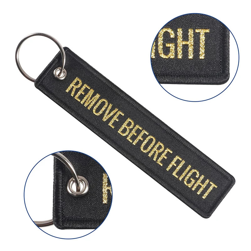 

Remove Before Flight Key Chian Embroidery Key Tag Label Key Fobs Keychain Jewelry Car Keyring Luggage Tag Airline Gift