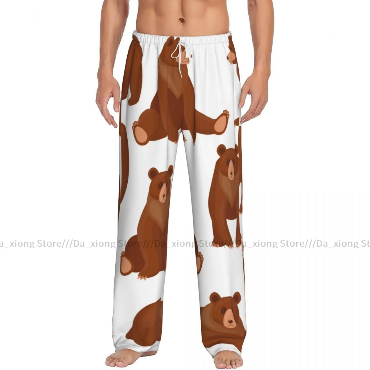 Men Sleep Bottoms Male Lounge Trousers Men's Brown Bears Pajama Pants