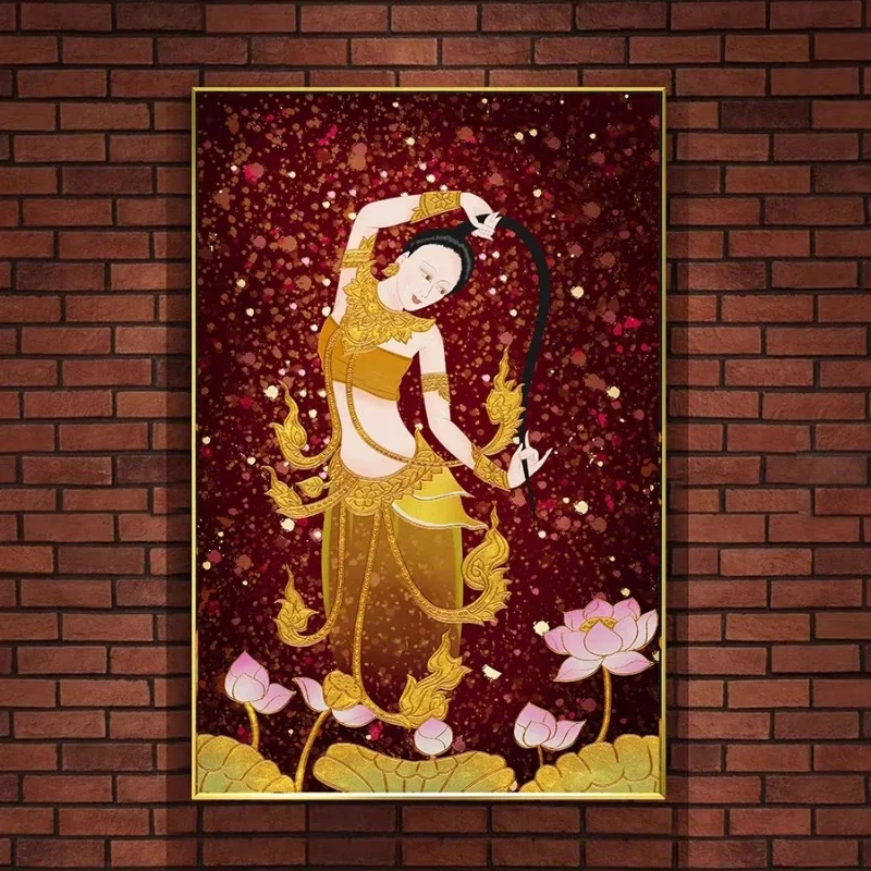 Southeast Asian Style Character Decoration Painting Thai Spa Club Massage Shop Posters Pictures Canvas Wall Art Home Decor