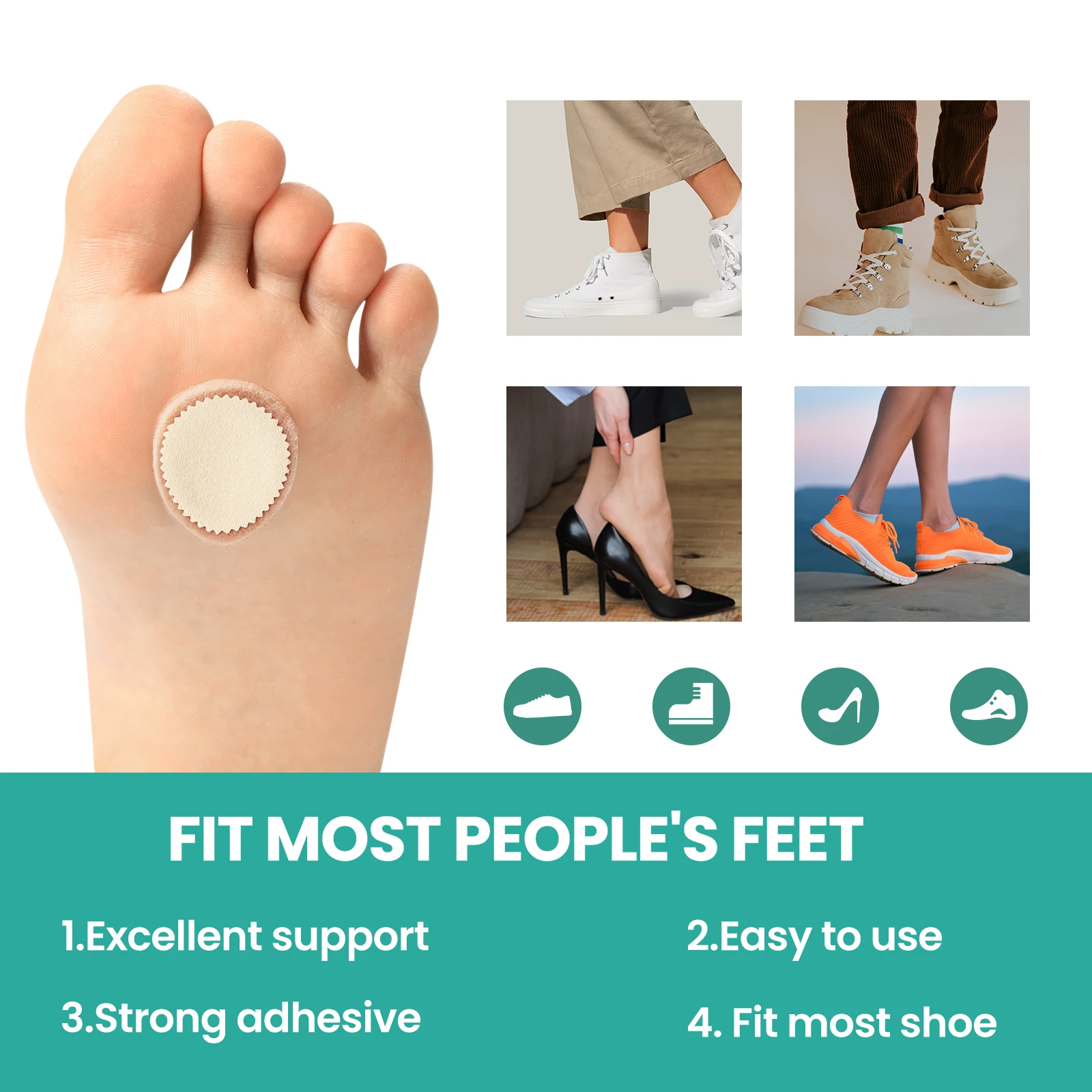 20Pcs/set Foot Protectors Pads Corn KillerToe Protector Felt fabricChicken Eye Patch Anti Wear Foot Casually High Heels Stickers