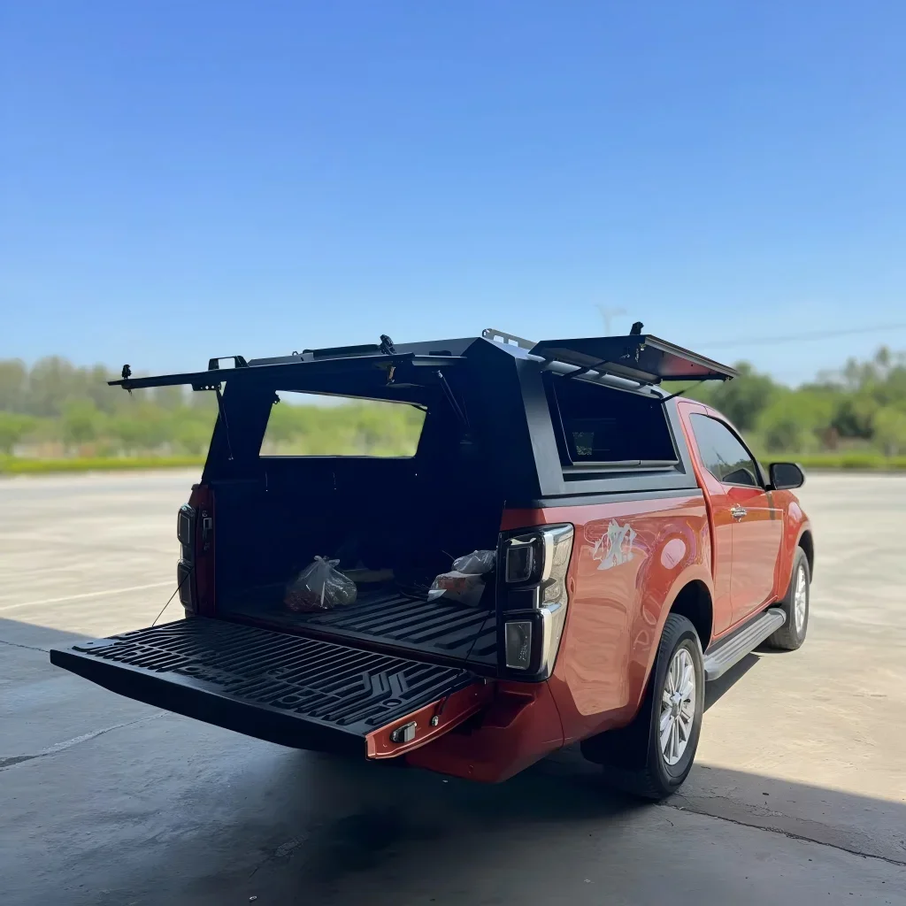 Heavy Duty Pickup Truck Cab High Tonneau Cover, 3-Panel Folding Hard Top Cap for 4x4 Ford Ram Toyota, Factory Direct