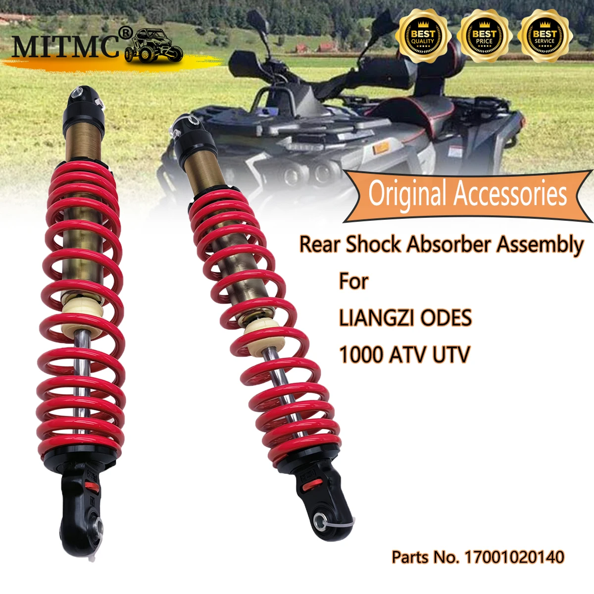 

2PCS Rear Shock Absorber Assembly（Red or white） For Liangzi Odes 1000 ATV QUAD GO KART Parts No.17001020140