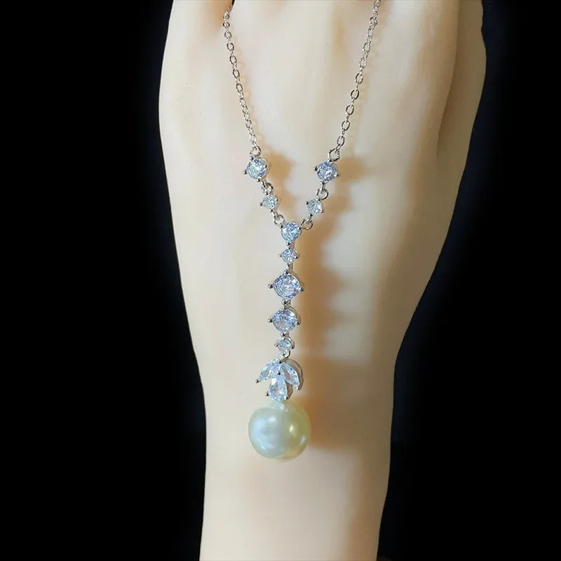 MDLMoissanite1style الأحجار الكريمة اللؤلؤ قلادة NVnv مطلية بالذهب أعماق البحار الأسترالية الأبيض شل حبة قطرات قلادة #3