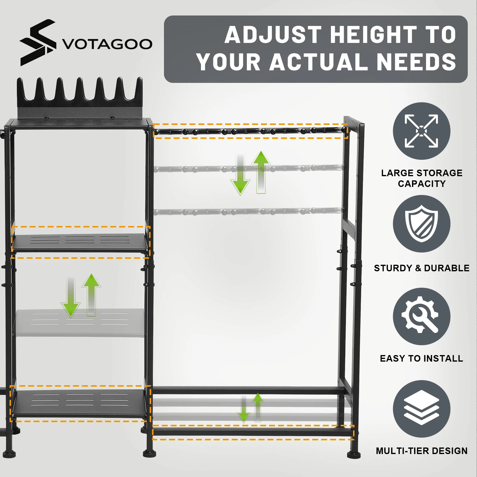 VOTAGOO Multi-Functional Vertical Gun Rack Easy to Install for Multiple Rifles Pistols Storage Display Stand image 2