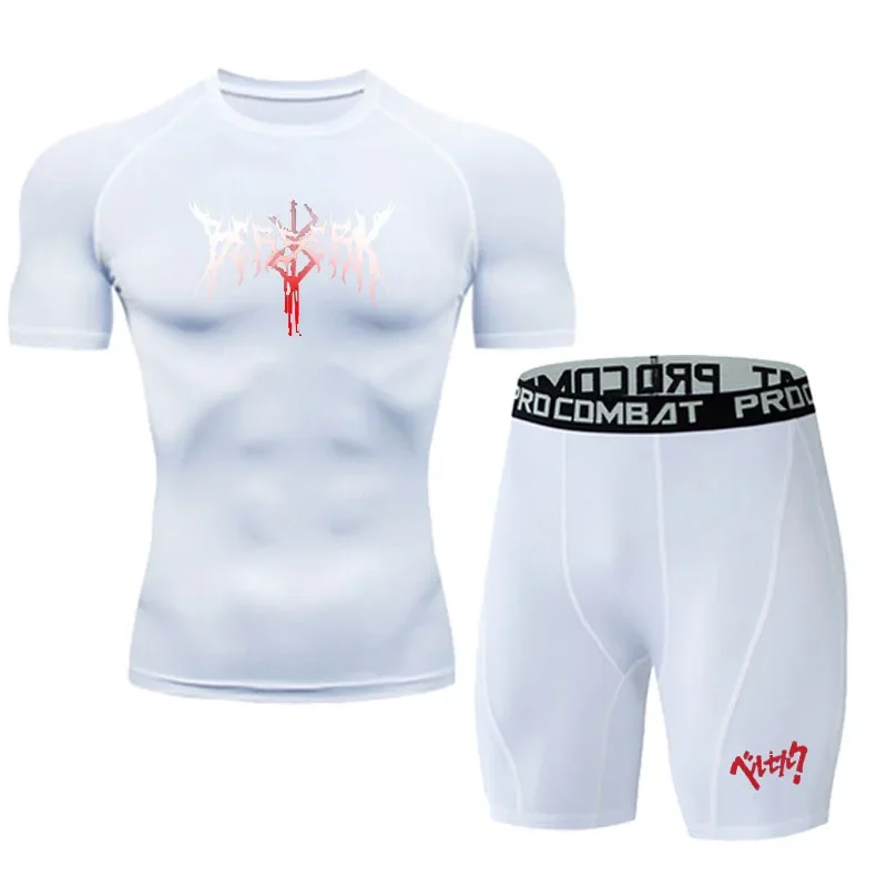 2pcs Men Compression Sportswear Suit Elastic Training Sports Yoga Sets Workout Jogging Fitness Clothing Tracksuit Pants Sporting