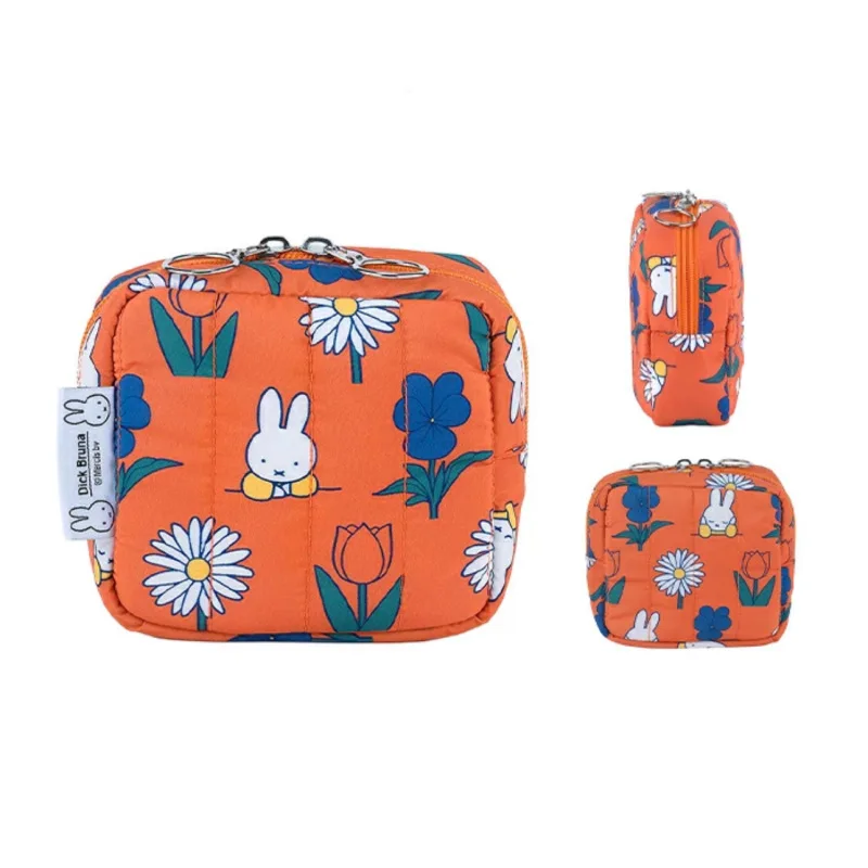 Kawaii Miffy Cute Cartoon Printed Square Mouth Red Envelope Makeup Bag Portable Hygiene Cotton Storage Bag Gift Toy for Girl