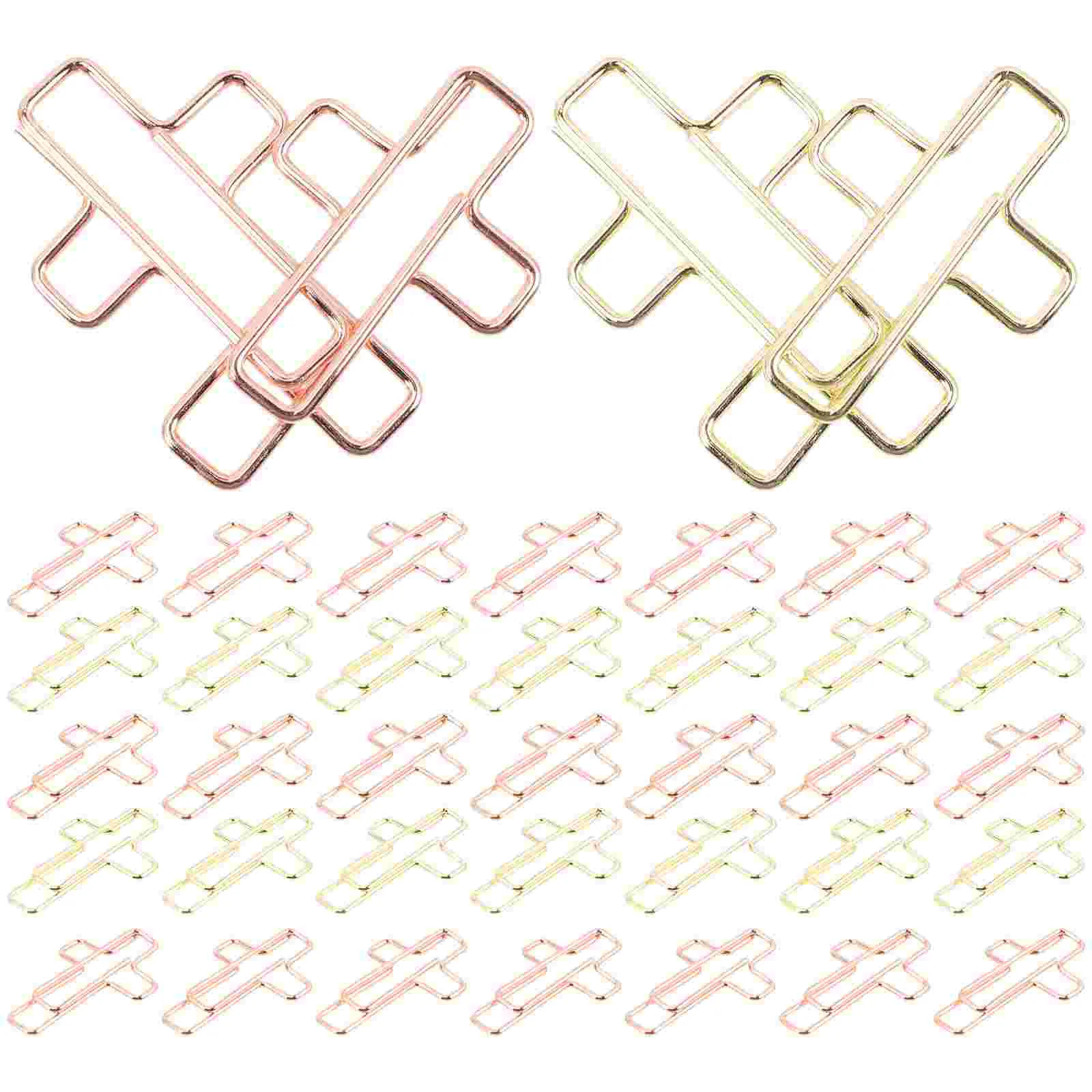 

100 Pcs Cross Clip Paper Gold File Clips Music Stationery Decorative Photo Journal Cute Metal Multi-use Large