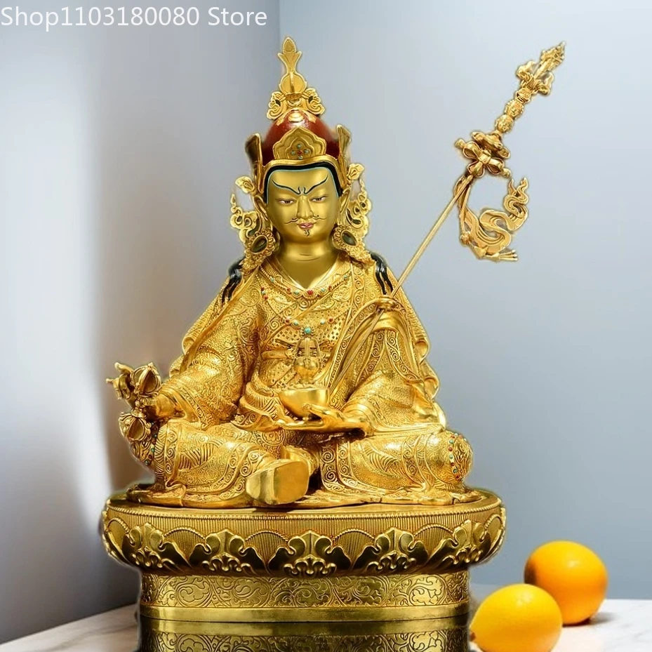 Copper brass gilding padmasambhava Buddha statue Tibet buddhism Guru Rinpoche sculpture Large size 48cm,32cm