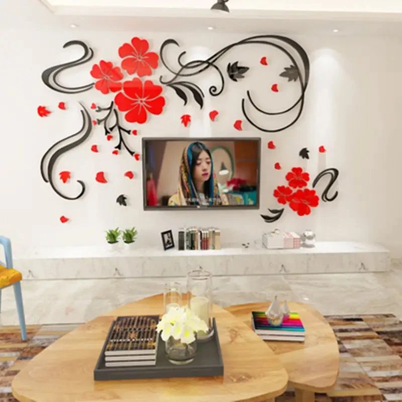 Romantic and Warm Flower Pattern Wall Stickers 3D Stereoscopic Acrylic Wall Stickers Living Room Sofa Background Wall Stickers