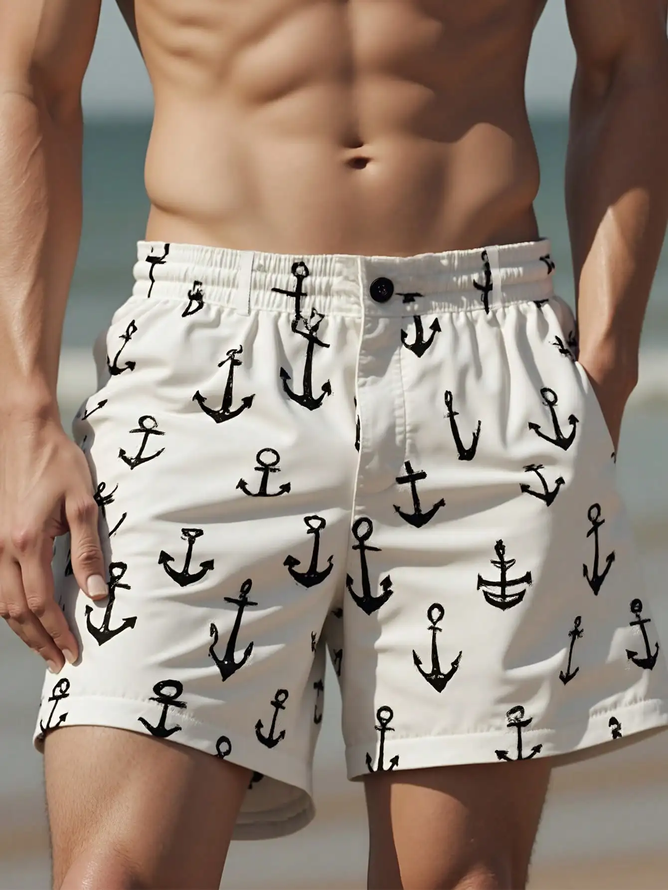 

Мужские свободные шорты в курортном стиле с цветочным принтом, эластичным поясом, застежкой на пуговицах, для пляжа и летнего отдыха.