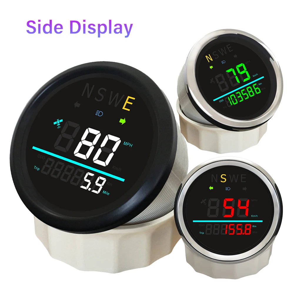 ELING 85mm Digital GPS Speedometer 0-999 MPH KMH Speed Gauge with NSWE Turn Left Right High Beam Light for Car Limousine Truck