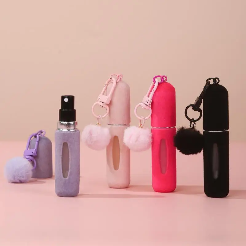 New 5ml Refillable Spray Bottle Mini Flower Pattern Refillable Perfume Bottle With Pendant Empty Cosmetic Containers Cute