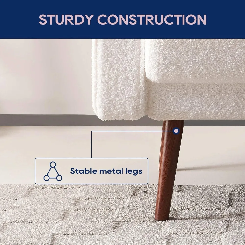 أريكة فوناندا فيلفيت بوكل، أريكة من منتصف القرن 73 بوصة 3 مقاعد مع وسادة مريحة مخيطة يدويًا ووسائد معززة للي