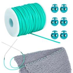 Cord Lock Kit 54.68 Yards Tubular Synthetic Rubber Cord 6 Pcs Plastic Cord Locks for Drawstring Cord Stop Elastic Shoelace Lock