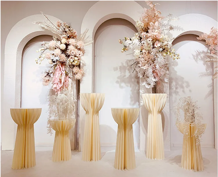 

Fashion Paper Folding Dessert Cake Table Cylinder Pedestal Rack Arts Plinth Holder Wedding Backdrops Walkway Aisle Stand Column