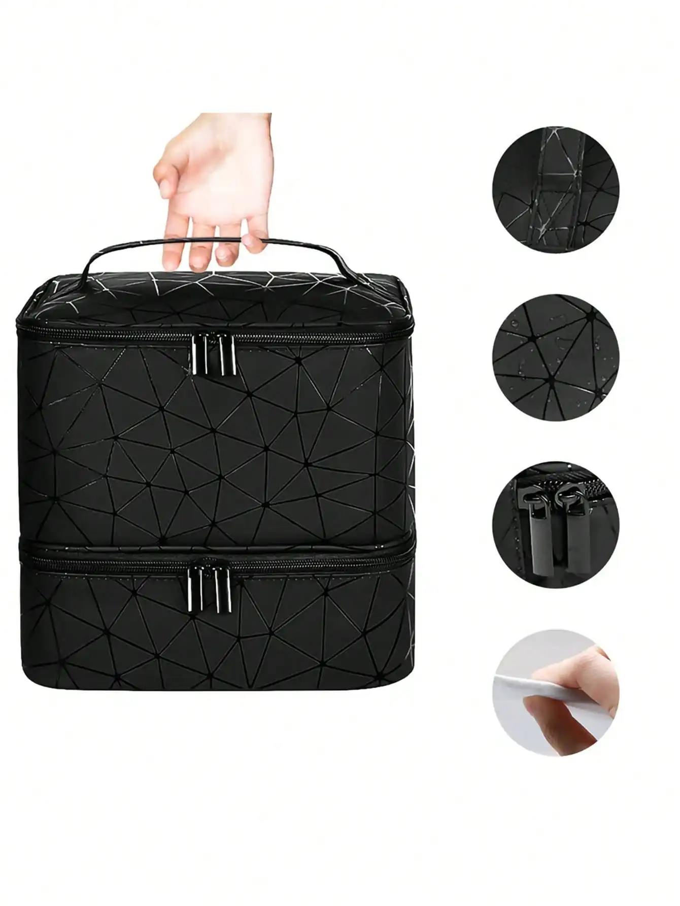 Women's Portable Double-layer Nail Polish Storage Bag Organizer Travel Essential Oil Storage Box Multi-function Storage Bag