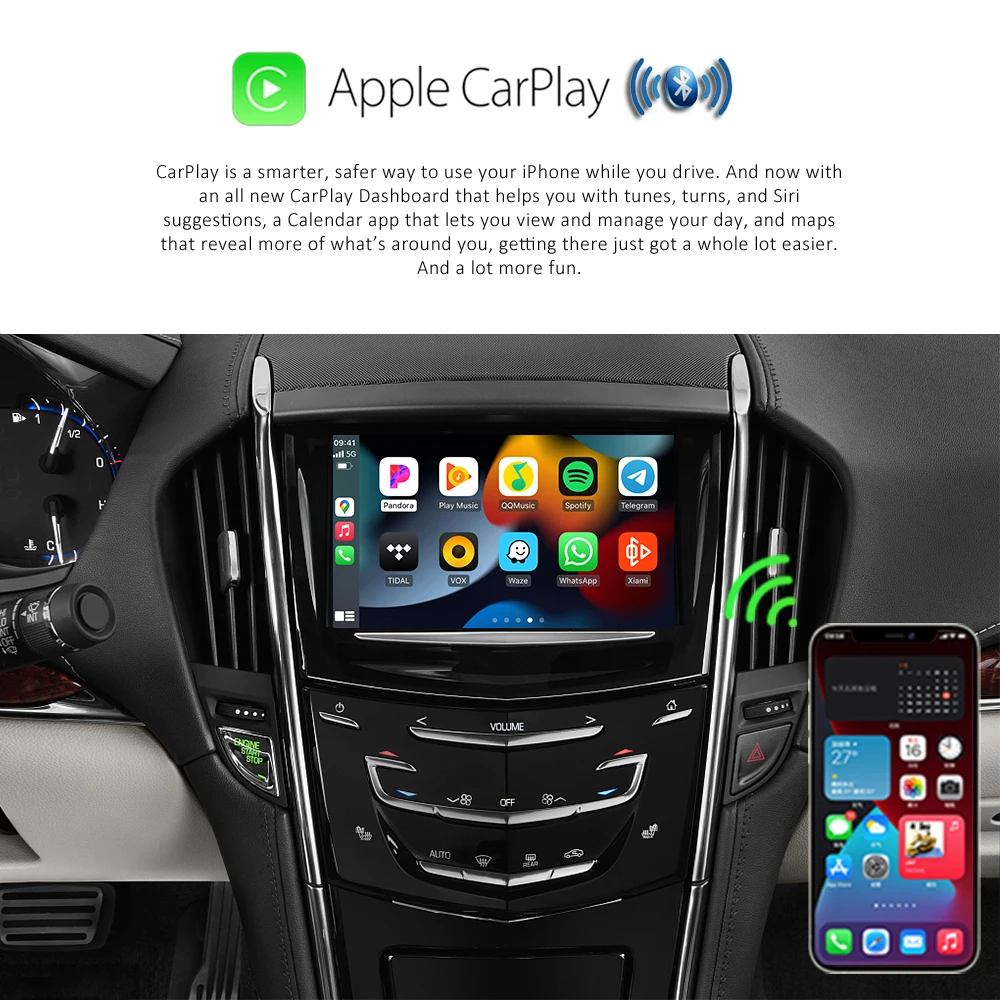 Wireless Apple Car Play Android Auto BOX For CUE Cadillac SRX ATS XTS XT5 CTS ELR Escalade 2013-2018 Mirroring Retrofit Kit