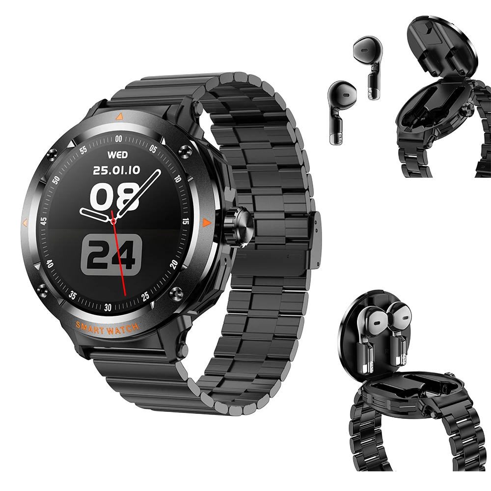 

2 в 1, TWS-гарнитура, умные часы, мужские спортивные часы для фитнеса, пульса, часы для здоровья, наушники с шумоподавлением, музыкальные умные часы NFC D13