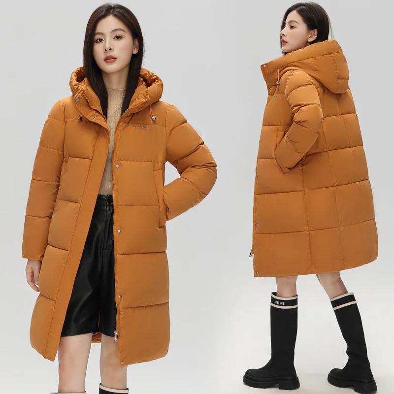 2023 nuovo inverno lungo piumino di cotone donna cerniera cappotto imbottito allentato femminile solido ispessimento caldo piumino Parka giacche con cappuccio