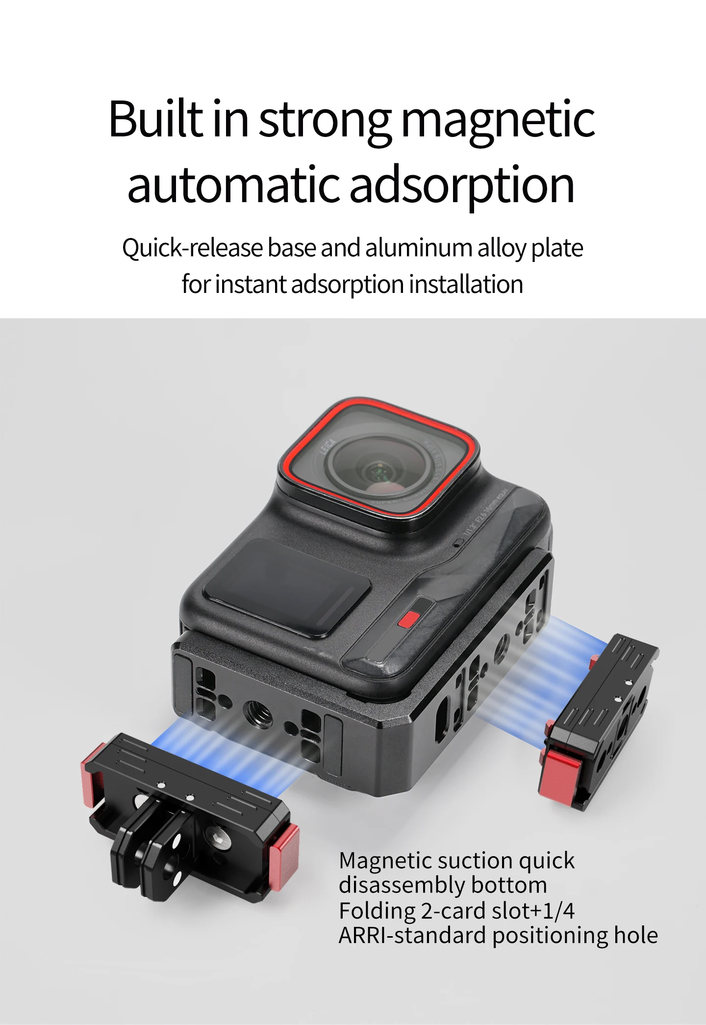 Neue Für Insta360 Ace Pro L Platte Vertikale Horizontale Halterung Magnetische Basis Faltbare Stativ Adapter 1/4 ARRI Sport Kamera Halterung – Detail 14