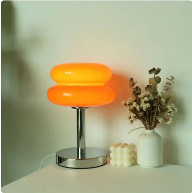 Imagem -04 - Lâmpada de Cabeceira de Vidro Hamburger Candeeiros de Mesa Estilo Simples Quarto Decorativo Night Light Estudo Leitura Desktop Lâmpada Led Atmosfera