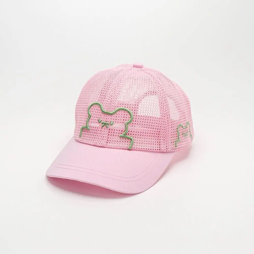 

New Cartoon Bear Children Baseball Cap Large Brim Viscose Fiber Kids Sun Hat Breathable Mesh Baby Beach Hat Outdoor