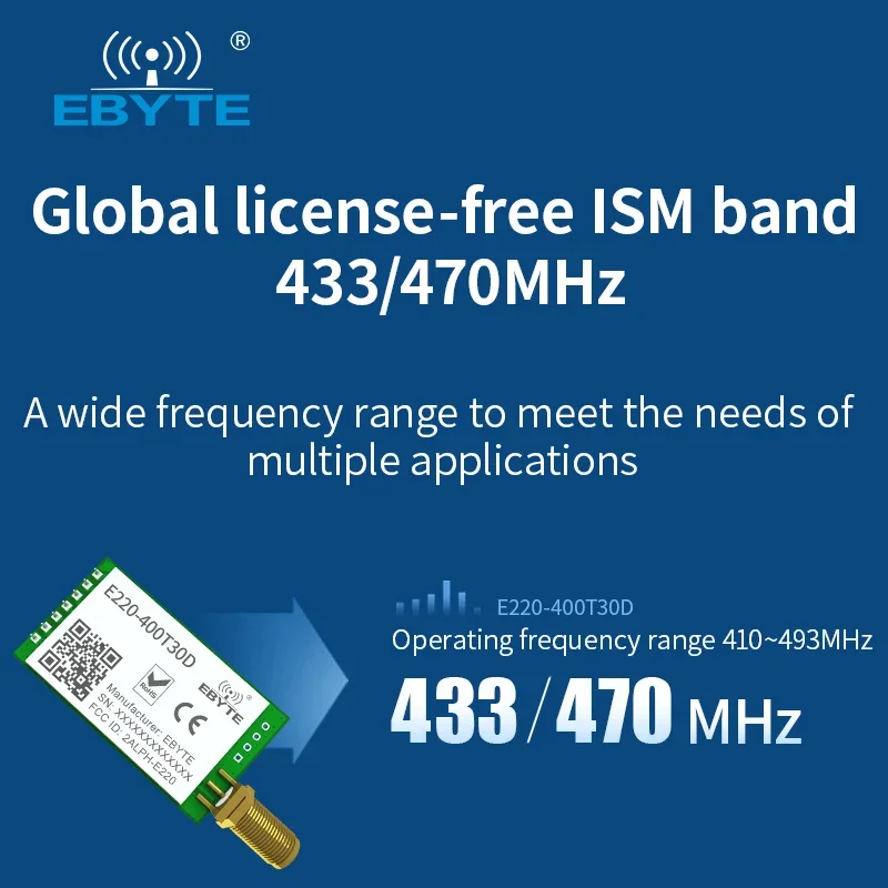 5PCS LLCC68 433MHz LoRa Wireless Module 470MHz 30dBm Long Range 10km RSSI EBYTE E220-400T30D SMA-K DIP UART Transmitter Receiver