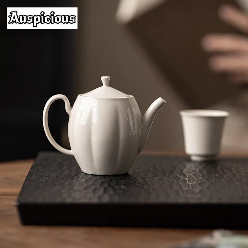 100ml Handcrafted Grass Wood Gray Teapot Creative Petal Sketch Pot Household Zen Tea Soaking Kettle Cafes Supplies Collection