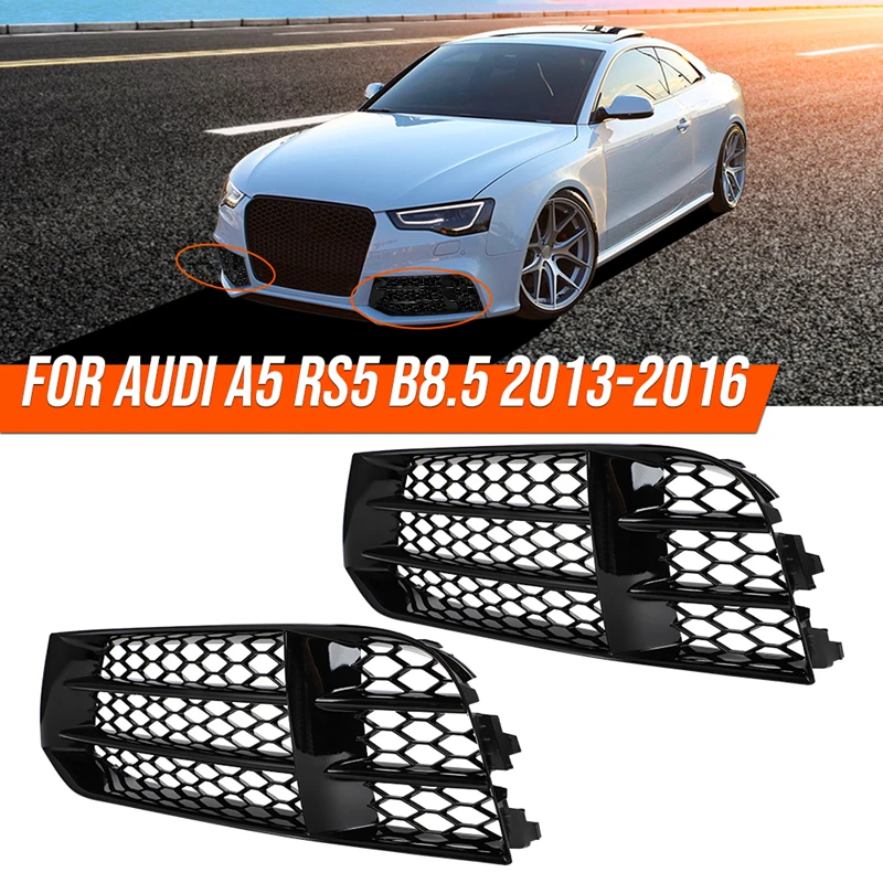 RS5 Auto Front Bumper Fog Light Grille Foglamp Honeycomb Mesh Grill Cover Trim For Audi RS5 B8.5 2013 2014 2015 2016 8T0807681F