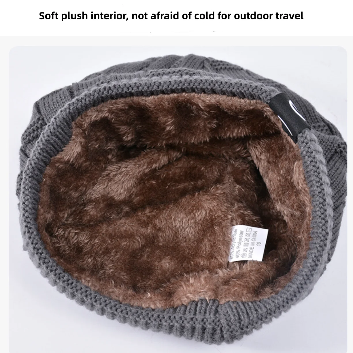 Autumn and Winter Plaid Twist-Knit Hat and Scarf Two-Piece Set for Men and Women, Fleece-Lined, Thickened, Warm, Windproof Scarf, Two-In-One Cold-Proof Set