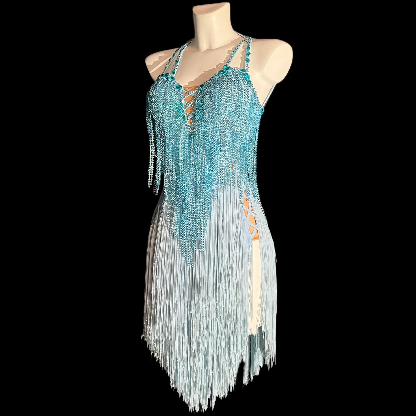 Latin dansers, volwassenen en kinderen, hoogwaardige op maat gemaakte raster kwastje bloemenjurk, jarretel tango samba ab stenen jurk