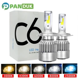 PANDUK H1 H3 Led Headlight Bulbs H7 LED Car Lights H4 LED 880 H11 HB3 9005 HB4 9006 H13 6000K 72W 12V 8000LM C6 Auto Headlamps