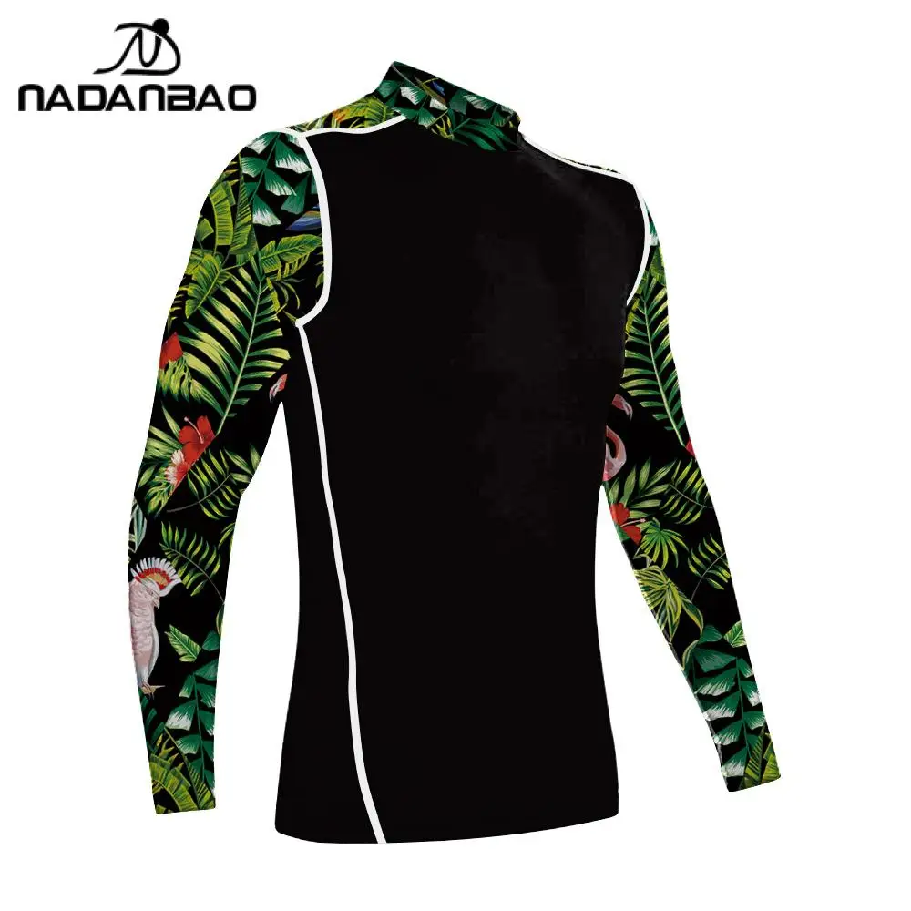 NADANBAO Summer Outdoor Sport Men's Swim T Shirt Long Sleeves Upf 50+ Uv Sunscreen Drying Surfing Beachwear Tops Swimwear