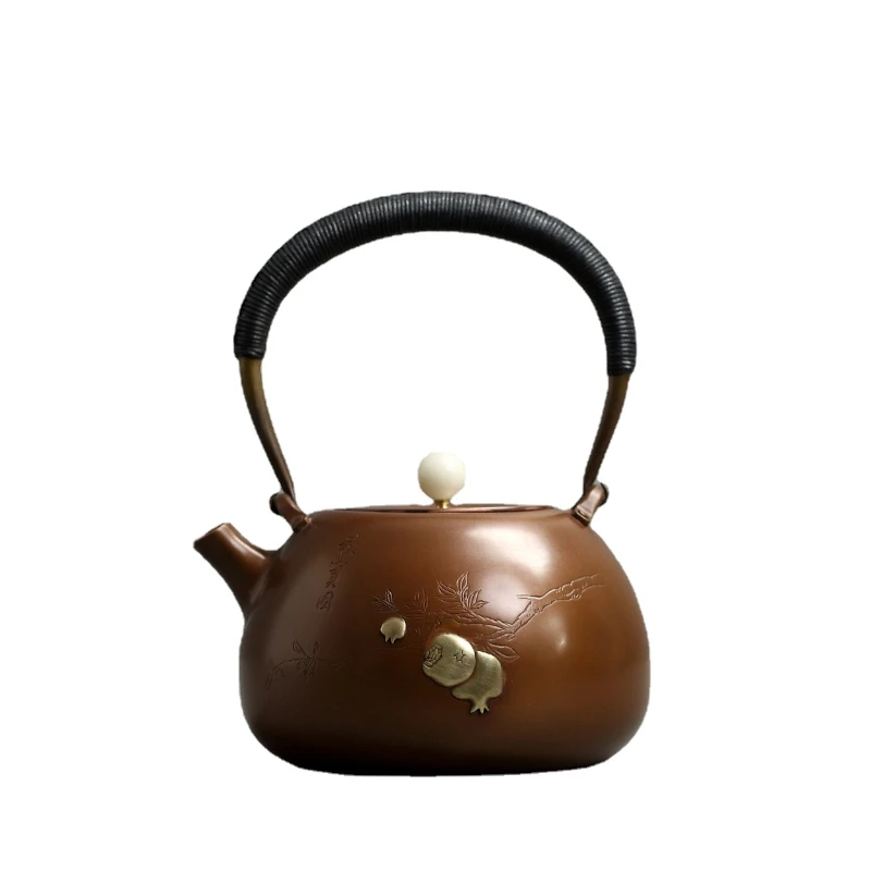 Pure Handmade Copper Pot Tea Kettle Teapot Household Teapot Electric Pottery Coal Stove Kung Fu Tea Set Hpme Teawear Supplies