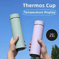 500ml Smart Temperature Display Thermos Cup Cute Children's Student Water Bottle Coffee Mug Stainless Steel Portable Drinkware