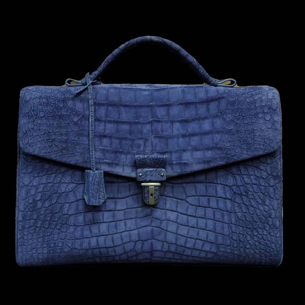 lizhuangya Men's briefcase Leather casual computer men's bag Lawyer Business frosted crocodile  leather shoulder handbag male