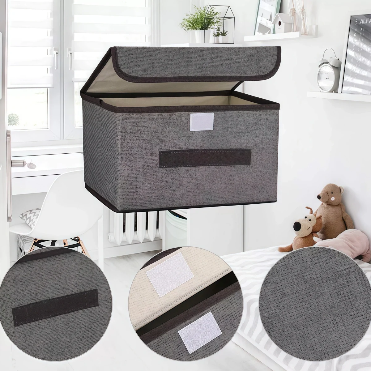 

Fold Non Woven Fabric Storage Box Gray Home Supplies Clothing Underwear Sock And Kid Toy Storage Organizer Cosmetics
