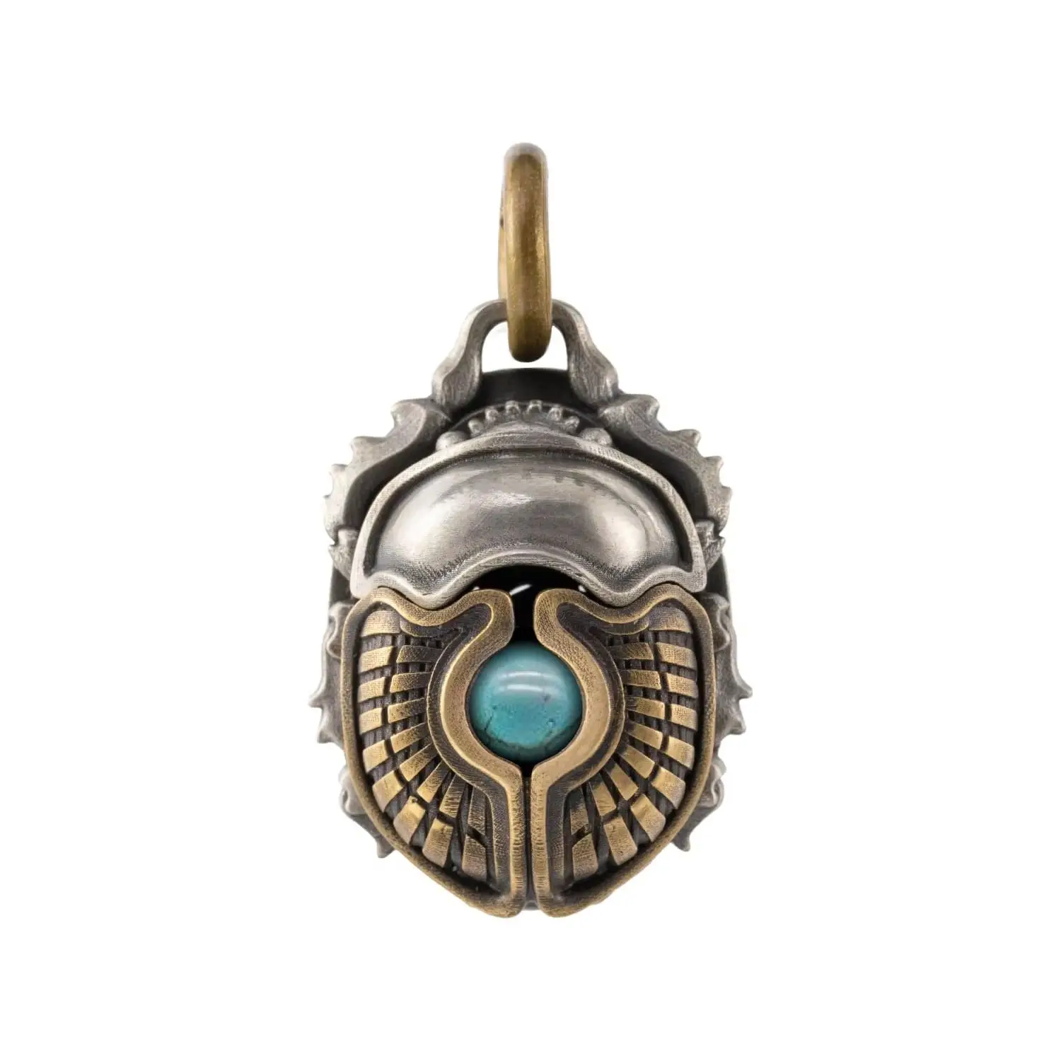 COPPERTIST.WU Scarab Pendant Necklace – Creative & Unique Design, Customizable Energy Stone, Brass & Copper, Spiritual Gift