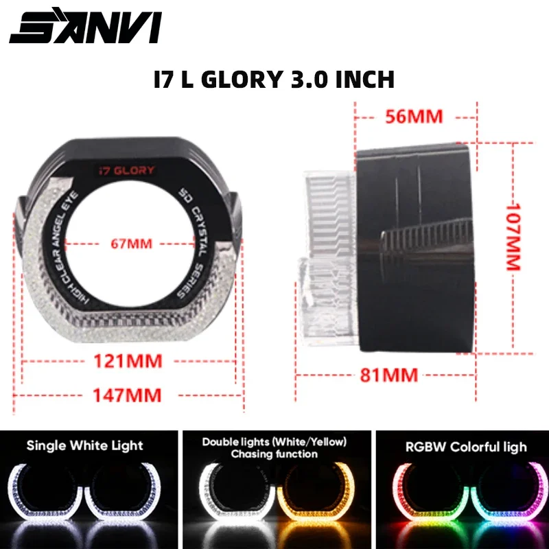 

SANVI «ангельские глазки», 2,5 дюйма, 3 дюйма, i7, RGBW, i6, RGBW, светодиодный Shourds, BMW, Автомобильные дневные ходовые огни, Проекционные линзы, модификация «сделай сам»