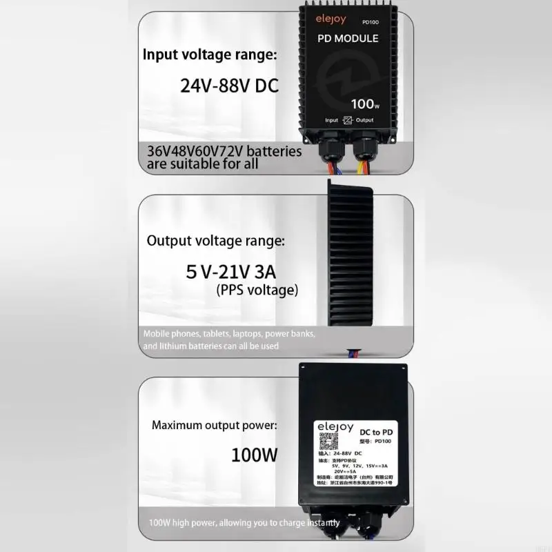 نطاق واسع لدرجة الحرارة، معالج تنازلي للسيارات، USB، مخرج طاقة طويل القامة 100 وات R6FB