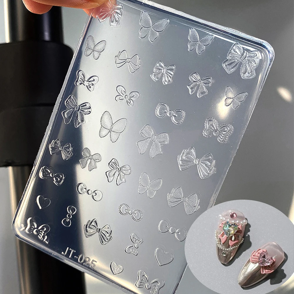 

1Sheet Butterfly Bowknot Heart Nail Art Silicone Carving Mold Mould Star/Moon Design Manicure Tool DIY Template Nail Art Accesso