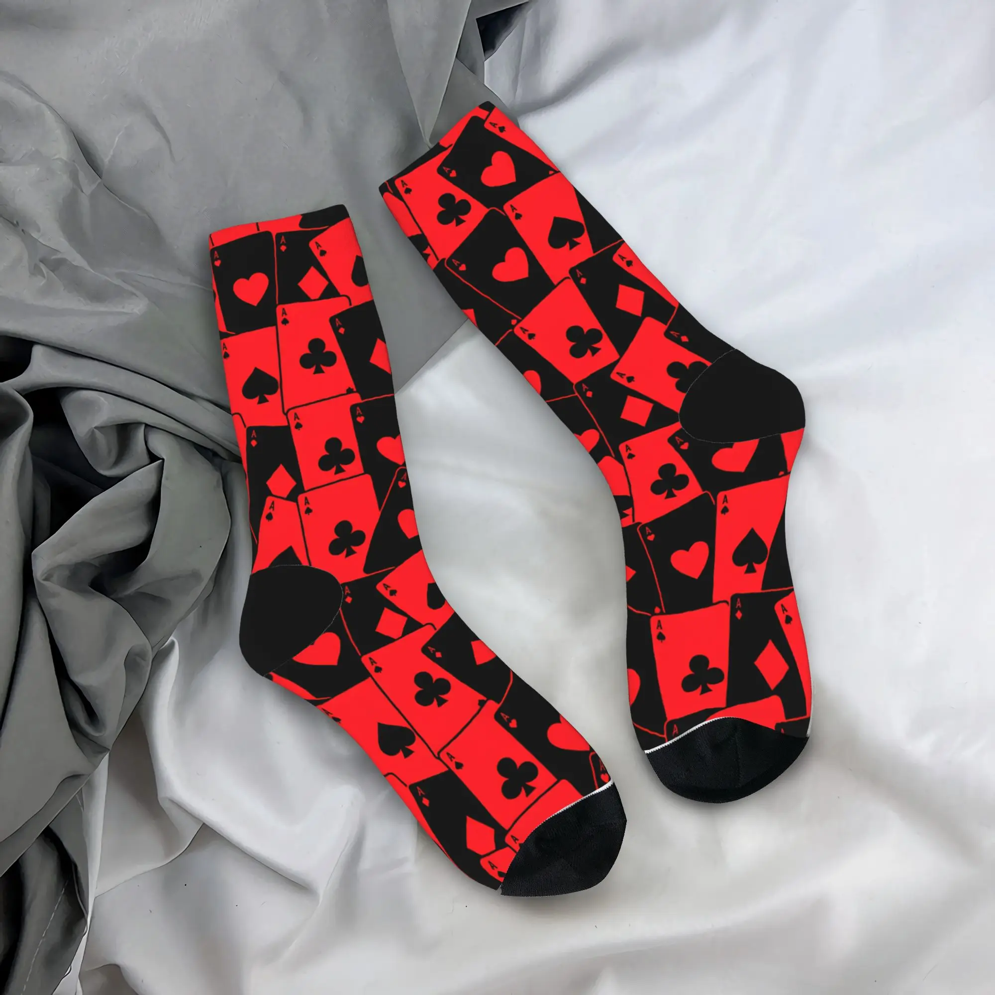 

Playing Card Print Socks Anti Skid Stockings Adults Men High Quality Outdoor Sports Socks Winter Funny Graphic Socks