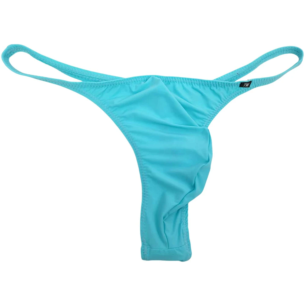 Bulge Pouch Thong For Men G-strings Ultra-thin Lingerie Blue Sexy Briefs T Back Style For All Seasons Smooth Feel