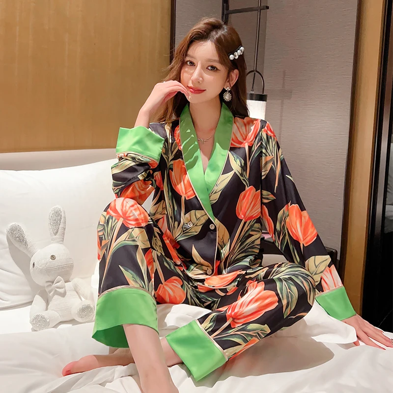 Pijama confortável feminino, roupa de dormir solta, roupa doméstica fina, alta qualidade, nova moda
